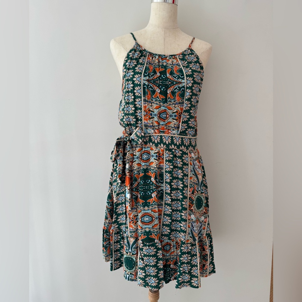 Floral Green Sleeveless Dress